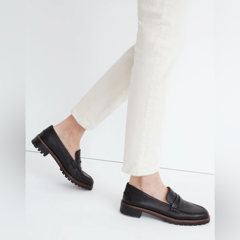 New ~ MADEWELL The Corinne Lugsole Loafer in True Black Size 8.5